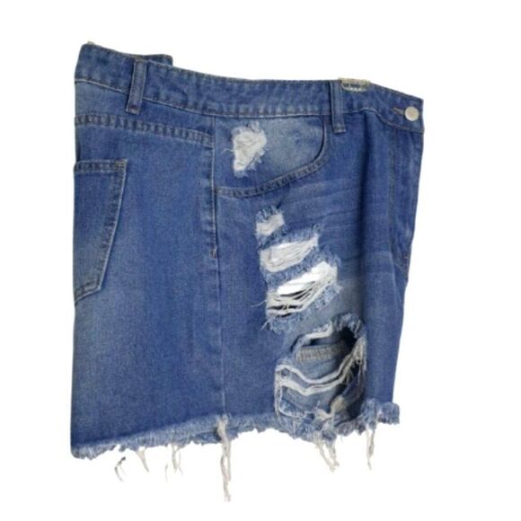 Shein Womens Denim Shorts 1XL Y2K Distressed High-Waisted Mom Frayed Hem  Pocket - Picture 3 of 5